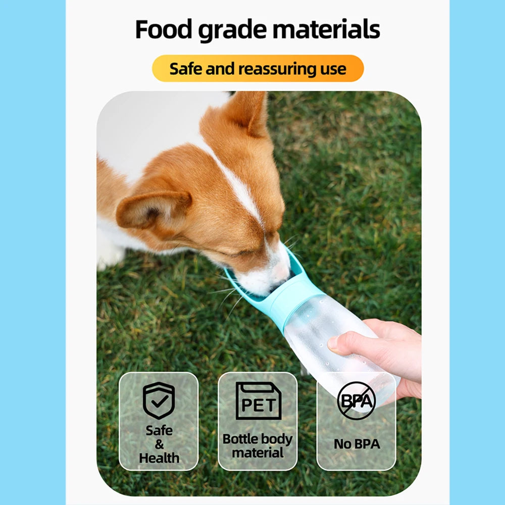 Portable Pet Water Bottle — 500ml Travel Drinking Bowl
