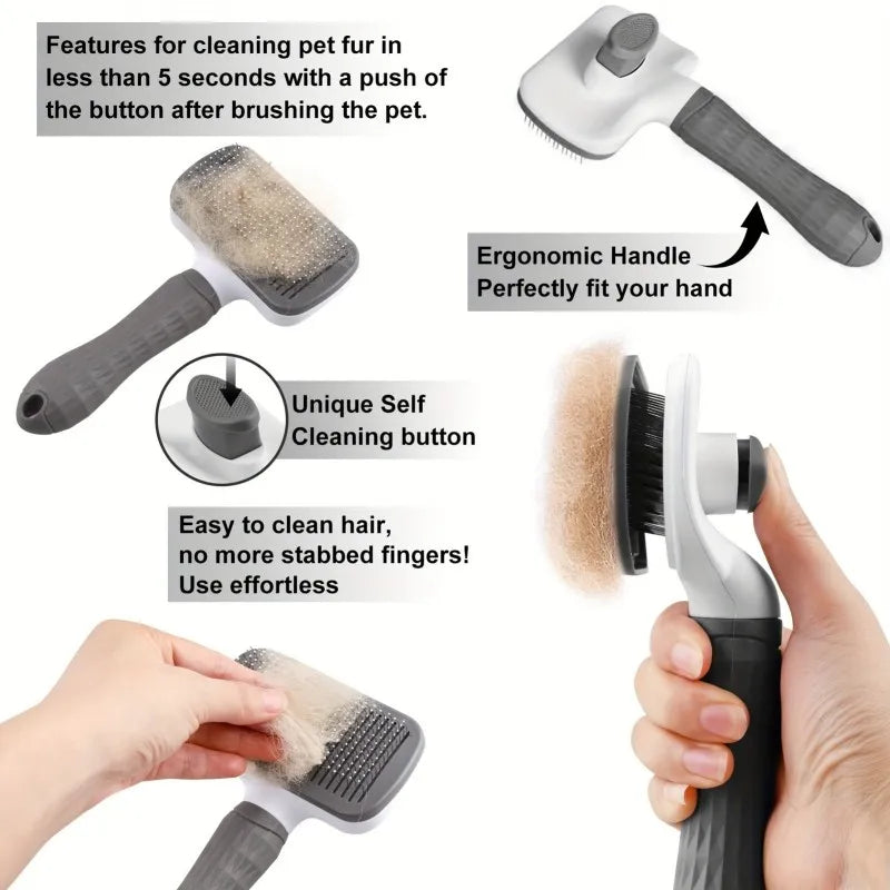 Self-Cleaning Pet Grooming Brush — No More Fur Mess