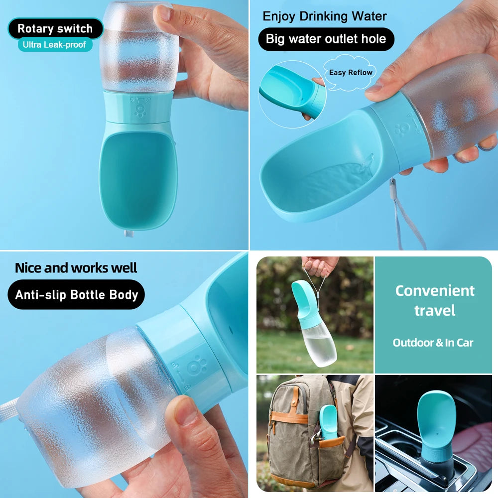 Portable Pet Water Bottle — 500ml Travel Drinking Bowl