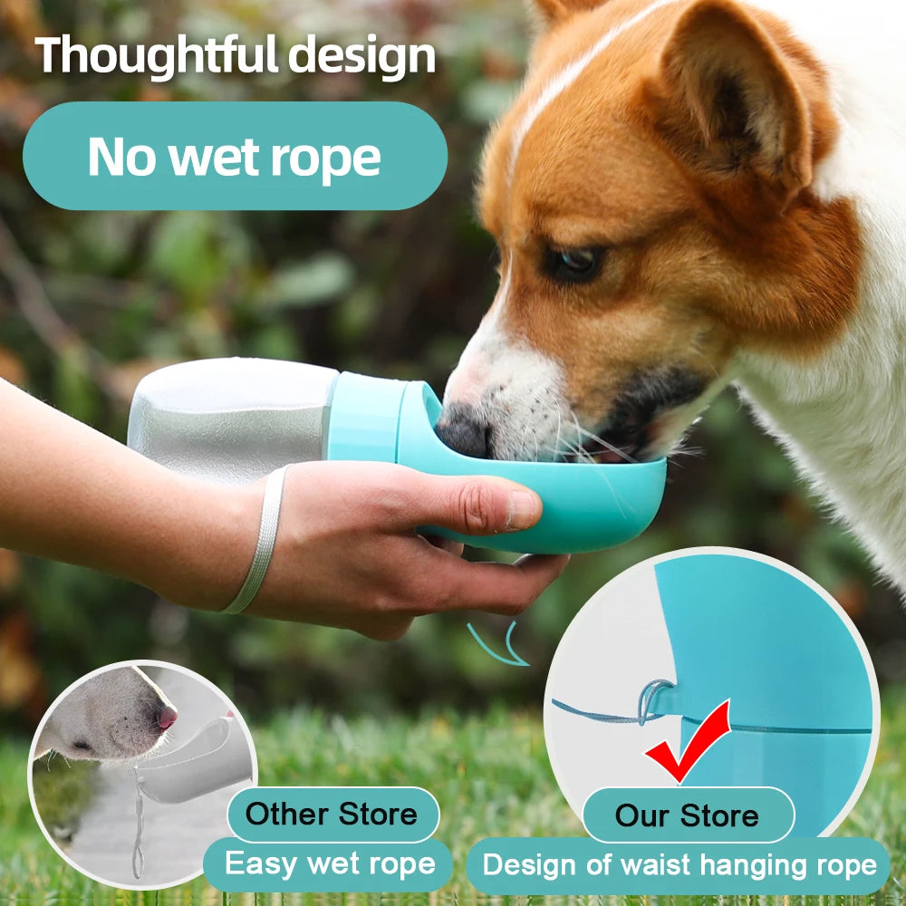 Portable Pet Water Bottle — 500ml Travel Drinking Bowl