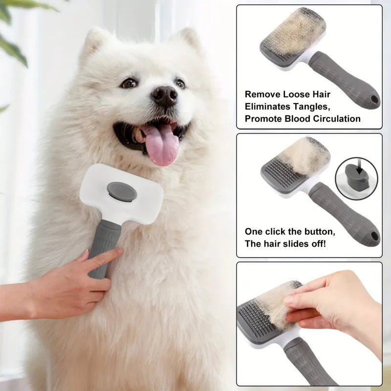 Self-Cleaning Pet Grooming Brush — No More Fur Mess